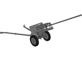 ZiS-2 57mm Anti-Tank Gun M1943 3D Model