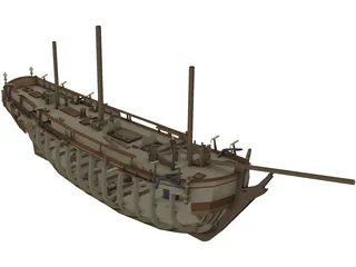 HMS Bounty with Interior 3D Model