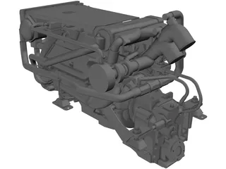 Yanmar Marine Engine Diesel 8LV 320HP 3D Model