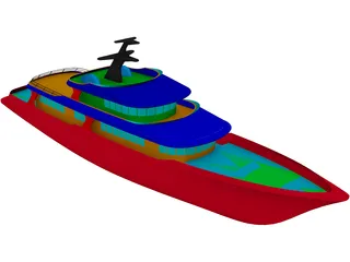 Super Yacht 155feet 3D Model