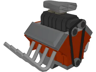 Funny Car Engine 3D Model