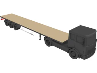 Flat Bed Truck 3D Model