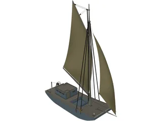 USS Wartappo Civil War Scow 3D Model
