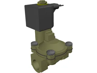 Solenoid Valve with 12V DC Coil 3D Model