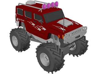 Hummer H3 4x4 Monster Truck 3D Model