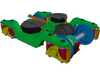 2 Axle Traction Rail Bogie 3D Model