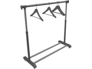 Clothes Rack with Hangers 3D Model