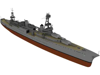 USS Chicago (CA-29) Northampton class Heavy Cruiser 3D Model