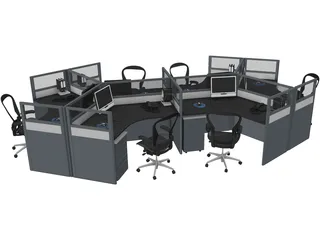 Office Table Workspace 3D Model