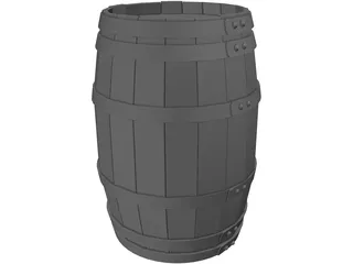 Wooden Barrel with Lids 3D Model