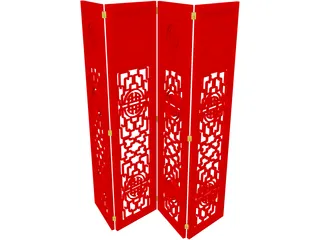 Oriental Red Panel 3D Model