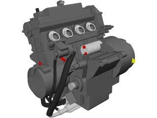 Honda CB600F Engine 3D Model