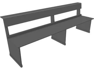 Church Bench Long 3D Model