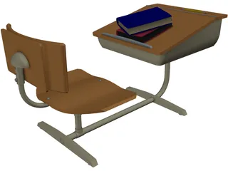 School Desk 3D Model