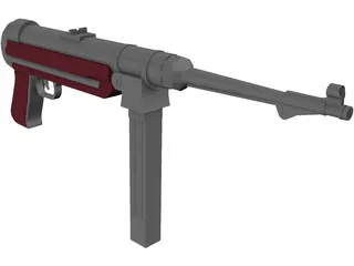 MP 40 Submachine Gun 3D Model