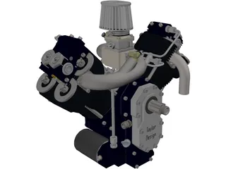 Generic V-Twin Gas Engine Assembly 3D Model