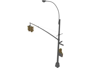 NYC Street Traffic Light 3D Model