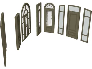 Wood Doors Collection 3D Model