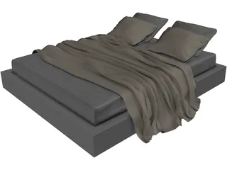 Queen Size Twin Bed 3D Model