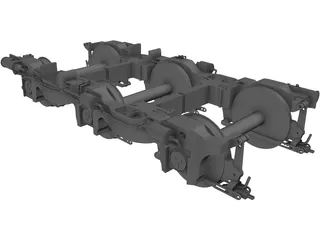 Locomotive Bogie 3 Axle 3D Model