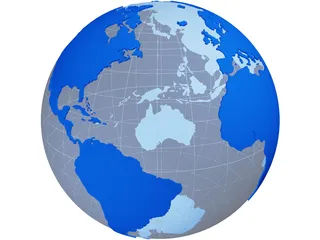 Globe Map Geopolitical Extruded 3D Model