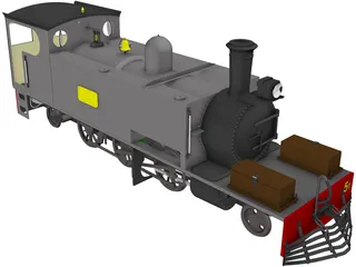 Narrow Gauge Steam Locomotive 3D Model