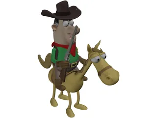 Cowboy with Horse 3D Model