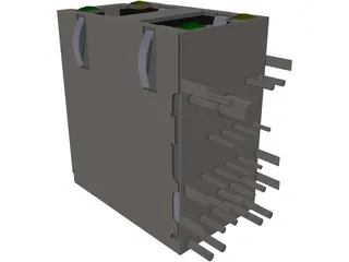 RJ45 Double Connector 3D Model