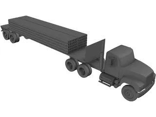 Mack with Flatbed Precast Slabs Trailer 3D Model