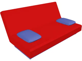 Sofa with Two Pillows 3D Model