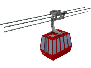 Three-Aerial Ropeway 3D Model