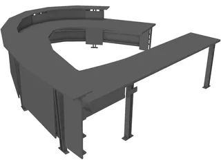 Desk Curved Reception 3D Model