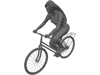Woman on Bike 3D Model