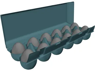 Dozen Eggs Carton 3D Model