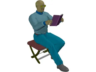 Man with Book 3D Model