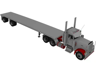 Peterbilt Semi Tractor-Trailer 3D Model