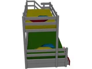 Kids Colour Bed 3D Model