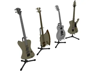 Electric Guitars Collection 3D Model