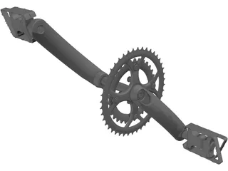 Crankset and Pedals 3D Model