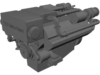 MAN Marine Diesel V12 Engine 3D Model