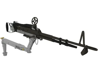 M60 7.62mm Machine Gun and Arm 3D Model