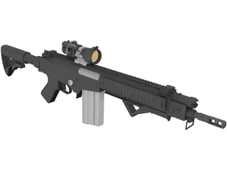 FN FAL Custom Rifle with Aimpoint Scope 3D Model