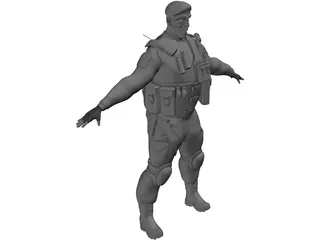 Soldier Black Beret 3D Model
