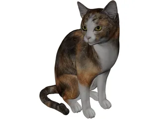 Cat Sitting Red Haired 3D Model