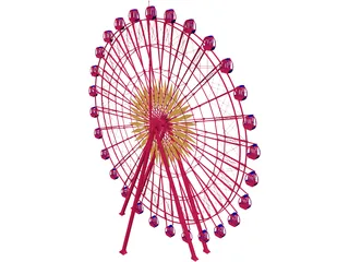 Amusement Park Wonder Wheel 3D Model