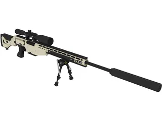 .338 Lapua Magnum Sniper Rifle 3D Model