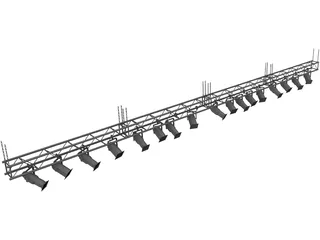 Truss with Stage Ligths and Chains 3D Model