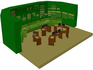 Nuclear Factory Control Room 3D Model