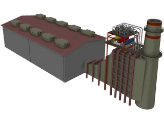 Gas Power Plant 3D Model