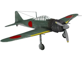 A6M Zero with Landing Gear 3D Model